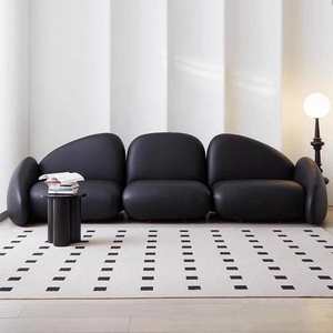 Sofá de Cuero PU de <span class=keywords><strong>Tres</strong></span> Plazas de Lujo Ligero Italiano, Estilo Retro, <span class=keywords><strong>en</strong></span> Línea Recta, para Sala de Estar de Apartamentos Pequeños, Resistente a Arañazos de Gatos - Product Image 2