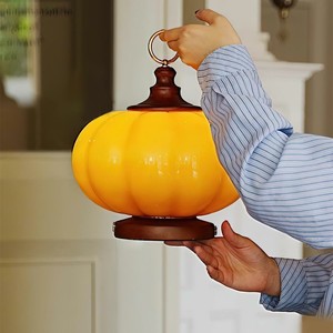 Retro Pumpkin Table Lamp Touch Control Rechargeable LED Cordless Bedside Camping Light 220V DC <b>6V</b> 10000H Lifespan - Product Image 2