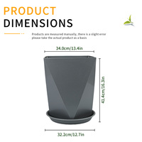 Pot de fleurs carré en plastique durable avec trou de drainage auto-arrosant, capacité de 36 L, pour plantes d'extérieur, plantes d'intérieur, design minimaliste