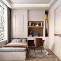 Neues Design Modernes Holz-Schlafzimmer-Set mit Kleiderschrank Schreibtisch Tatami-Bett - All-in-One Komfortabler Raum für Zuhause & Hotel
