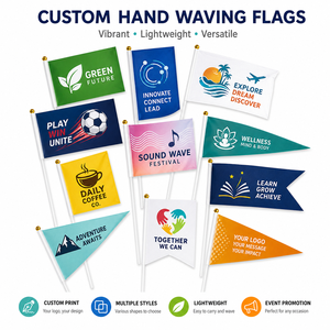 Bandera de Mano Personalizada para Eventos, Bandera Ligera con Palo para Agitar, Impresión a Todo Color, Doble Cara, para Desfiles Deportivos, Festivales, Venta al Por Mayor - Product Image 1