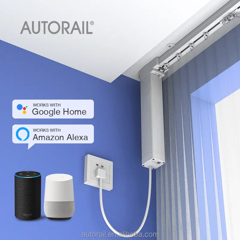 Sistema de automatización del hogar, Riel de cortina eléctrico automático de 433MHZ para cortinas inteligentes