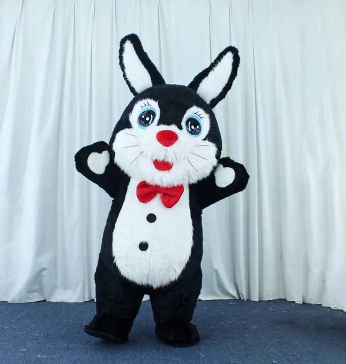 2025 Black Inflatable Plush Rabbit Mascot Costume China Supplier's Adult Easter Bunny Cosplay Style Animal/Anime