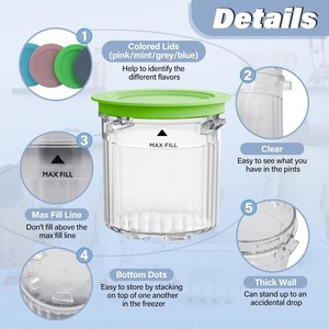 Ninja Ice Cream Cups 4 Piece With Lids For NC100 And NC2 Pints - Product Image 3