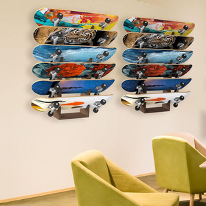 Support de <span class=keywords><strong>rangement</strong></span> pour planche à roulettes à 6 niveaux, support <span class=keywords><strong>mural</strong></span> en bois, support pour planche à roulettes, organisateur de planche à roulettes - Product Image 4