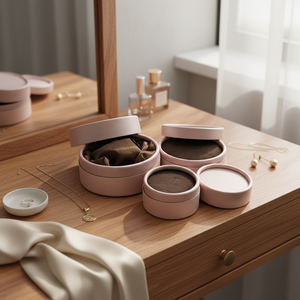 Linshi, заводское персонализированное индивидуальное ожерелье в простом стиле, круглая форма, серьги, кольцо, браслет, Подарочная коробка для ювелирных изделий, бумажная упаковочная коробка - Product Image 1