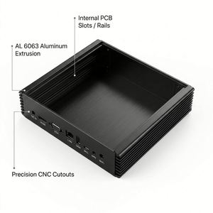 EBM Custom CNC Machined Aluminum Alloy 6063-T5 Anodized Control Box Fanless IPC <b>Enclosure</b> IP54 215x205x53mm Guangdong - Product Image 3