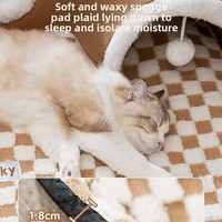 Lit et tunnel pour chat en peluche, pliable, universel toutes saisons, maisonnette de jeu pour animaux de compagnie