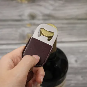 YY PU Leather Beer Bottle Opener Personalized Bottle Opener Keychain Luxury Custom Bottle Opener Gifts For Father Husband