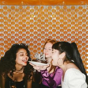 Оптовая продажа 1x2 м череп тыква летучая мышь Хэллоуин занавес Хэллоуин Вечеринка фон стены декоративные двери занавес - Product Image 2