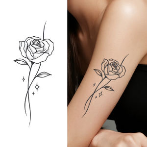 Tatuaje Temporal Simple de Rosa, Tatuaje Semipermanente Impermeable, Dura 2 Semanas, Tatuaje Herbal Realista <span class=keywords><strong>para</strong></span> Brazo y Cuerpo - Product Image 1
