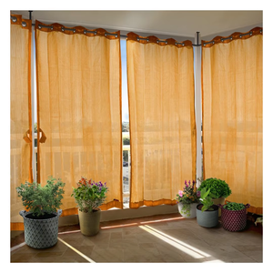 Yellow HDPE Eyelet Outdoor Curtains with Bright Sunlit Charm Breathable <b>Light</b> Filtering Fabric and Vibrant Balcony Patio - Product Image 1