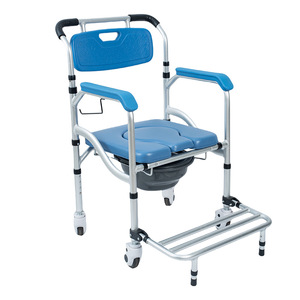 Multifunctional Folding Toilet <b>Chair</b> With Wheels For <b>Elderly</b> And Disabled Home Use - Product Image 4
