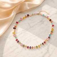 Collar de Cadena con Circonitas Cuadradas y en Forma de Lágrima, Chapado en Cobre, Cadena de Bambú, Joyería de Moda para Mujer