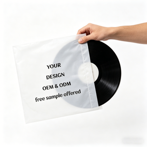 <span class=keywords><strong>Pochettes</strong></span> personnalisées pour disques vinyles noirs de 12 pouces, imprimées en gravure, en HDPE, pour la protection des disques vinyles - Product Image 1
