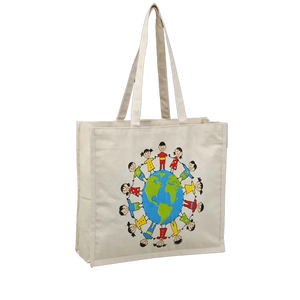 Sac en toile de coton imprimé, sacs à main tissés, sacs fourre-tout en tissu de toile, 100% coton blanchi, sac écologique réutilisable en toile - Product Image 1