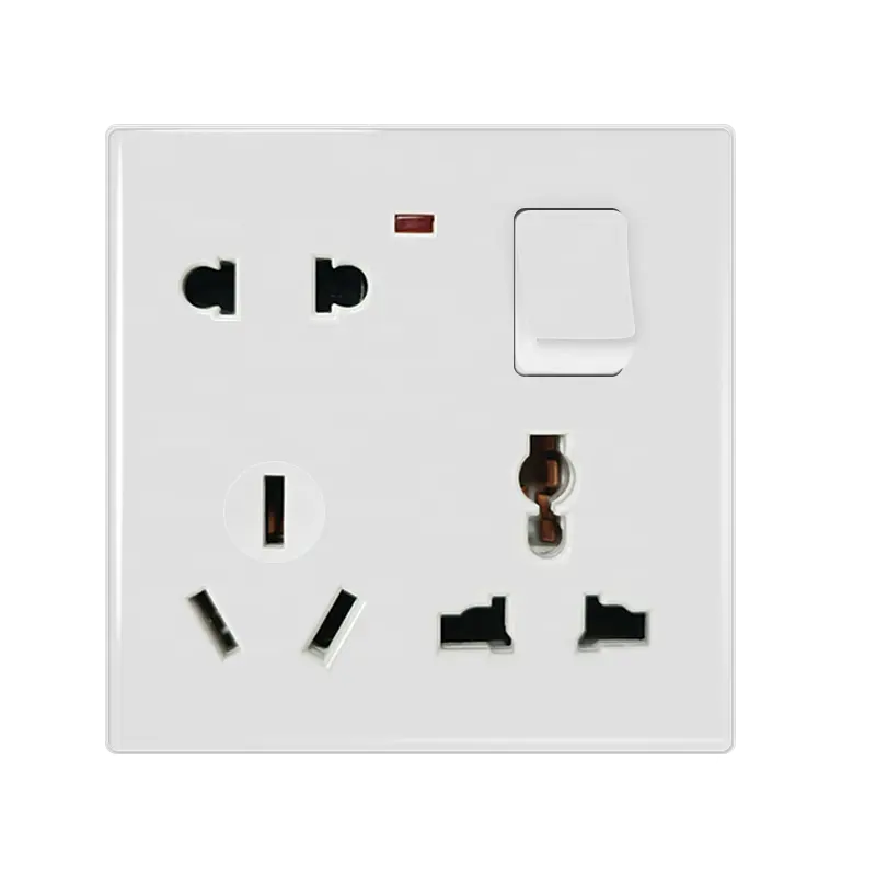 New design wall switch & socket 1 gang 8 pin socket for double UK socket 6 PIN