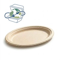 Assiettes en bagasse de qualité supérieure 100 % naturelles, ovales, jetables, résistantes à la graisse, pour gâteaux, collations et fêtes