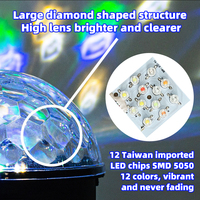 Projecteur de scène LED 12 couleurs avec télécommande YSH, éclairage stroboscopique DJ, boule disco rotative en cristal, lumières de fête pour boîte de nuit