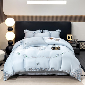 Set di 4 Pezzi Stile <span class=keywords><strong>Francese</strong></span> 400TC in Poliestere con Ricamo Floreale per <span class=keywords><strong>Lenzuola</strong></span> - Product Image 3