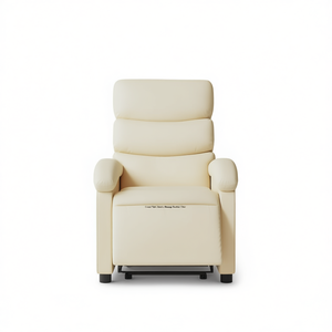 Cream Fabric Electric <b>Massage</b> Recliner <b>Chair</b> Contemporary Style Solid <b>Back</b> Padded Arms Metal Frame Plastic Legs - Product Image 1