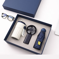 Ensemble Cadeau Luxe Prêt à Expédier : Mug à Café en Acier Inoxydable Personnalisé, Parapluie et Mini Ventilateur – Idéal pour Réunions Annuelles et Cadeaux d'Affaires Créatifs