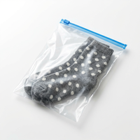 Petite pochette transparente en PE avec fermeture à glissière pour chaussettes, gants, accessoires, sac en plastique refermable