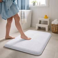 Tapis de salle de bain moderne en polaire corail lavable, absorbant l'eau, gaufré, fabriqué à la machine, avec support en PVC, écologique