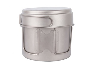 Cắm Trại phụ kiện Titan Pot Pan Set với gấp xử lý cắm trại ngoài trời dã ngoại Backpacking súp Bát Frying Pan lộn xộn <span class=keywords><strong>Kit</strong></span> - Product Image 2