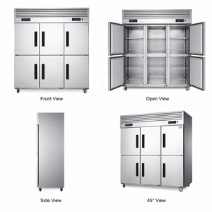 Réfrigérateur-congélateur vertical commercial 6 portes à double température 1560L en acier inoxydable avec compresseur Embraco A8 1. 1560L Extra- - Product Image 6