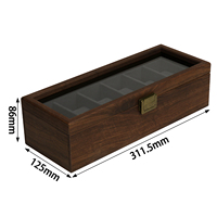 Boîte à souvenirs en bois FSC & BSCI pour hommes, vitrine à 6 emplacements, boîte de rangement pour hommes