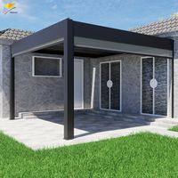 Pergolas préfabriquées en aluminium bioclimatiques d'extérieur en Chine, pergola murale latérale avec écrans de rideaux à lamelles