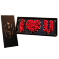 Cadeaux de roses pour la Saint-Valentin, boîte cadeau de fleurs artificielles en savon en forme de cœur multicolores, boîte cadeau pour la Saint-Valentin