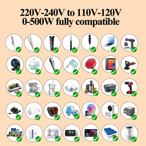 500 Watt Step Down <span class=keywords><strong>convertitore</strong></span> di tensione da 220V a 110V e adattatore da viaggio internazionale con ricarica rapida USB per Stati Uniti EU, AU, UK, ecc - Product Image 5