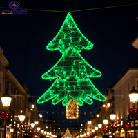 Guirlande lumineuse commerciale OEM pour Noël, motif 2D en corde, structure en fer, pour décoration extérieure de centres commerciaux et de rues en période des fêtes