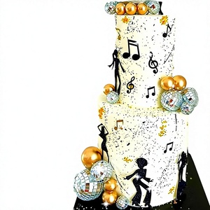 Lot de 19 figurines de danse disco à thème, décorations de gâteau avec notes musicales, en mousse EVA sphérique - Product Image 1