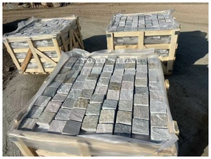 Dalles de pavé en <span class=keywords><strong>ardoise</strong></span> naturelle durable avec support en maille pour l'extérieur, dalles de pavage modernes pour la décoration de jardins et de parcs, personnalisables - Product Image 4