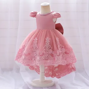 最新のファッショントップデザインキッズ夏服コットン幼児ガールパーティートレイリングドレス