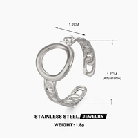 Nouvelles bagues de mariage tendance en acier inoxydable plaqué or 18 carats, style vintage, géométriques, elliptiques, ajourées, motif Alien, texture chaîne polyvalente