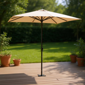 Parasol de jardin taupe 70,9x43,3 po avec mât en aluminium, inclinaison manuelle, protection solaire extérieure, parasol de terrasse avec base - Product Image 2