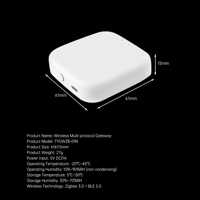 SIXWGH Gateway Multimodo WiFi Zigbee de 2.4GHz, Hub Tipo C con Control Tuya Smart Life, 128 Nodos para Sistema de Hogar Inteligente
