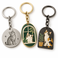 Porte-clés en alliage de zinc personnalisé avec motif chat classique, logo personnalisé, cadeau d'entreprise écologique, vente en gros OEM en vrac