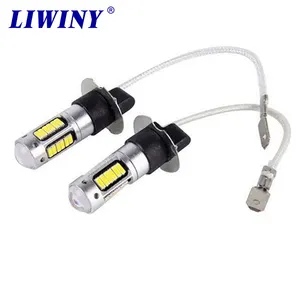 Luz de neblina LED Liwiny H3 para carro, lâmpada de alta potência com chips DRL 4014 30SMD DC12V, lâmpada diurna automática para farol