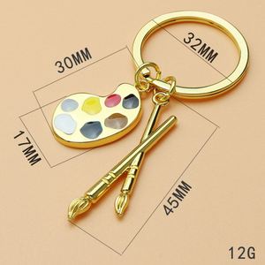 Nouvelle palette de peinture aquarelle personnalisée, porte-clés en métal couleur or et argent, cadeau pour artiste, palette de peinture, pinceau, porte-clés pour enfants - Product Image 4