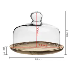 Plateau de gâteau en marbre élégant de vente chaude avec dôme en verre à poignée métallique