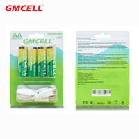 Batterie rechargeable GMCELL 14500 certifiée CE, type AA, type C, 1,5 V, 1500 mAh, 3000 mAh, cylindrique, lithium-ion, pour jouets sexuels, hélicoptère