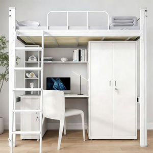 Cama Litera Metálica Moderna de Tamaño Completo Ajustable con Escritorio y <span class=keywords><strong>Armario</strong></span> para Uso Comercial en Dormitorios - Product Image 2