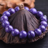 Fabricants en gros de bracelets en pierres de charoïte naturelle russe, bijoux en cristal en gros pour hommes et femmes