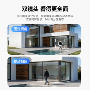 Visidacom Solar Powered Dual Lens Surveillance <b>Camera</b> 300W 1890P Waterproof <b>Outdoor</b> <b>Wireless</b> <b>CCTV</b> Hemispherical 360 Degree - Product Image 3