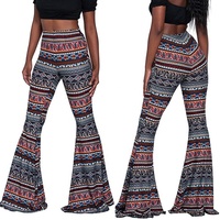 Pantalons évasés à pattes d'éléphant bohèmes pour femmes, imprimés géométriques, vêtements ethniques, vêtements hippies, leggings de yoga, pantalons palazzo